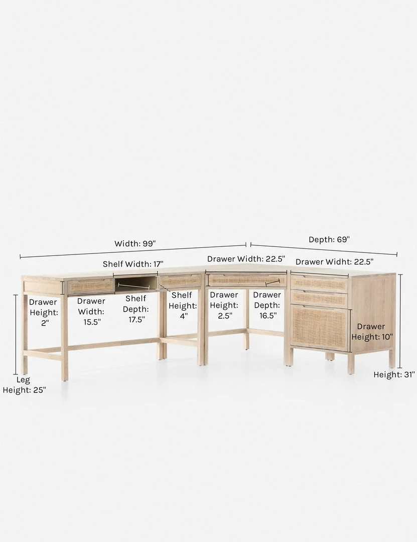 Lulu And Georgia Furniture Margot Modular Desk With Filing Cabinet