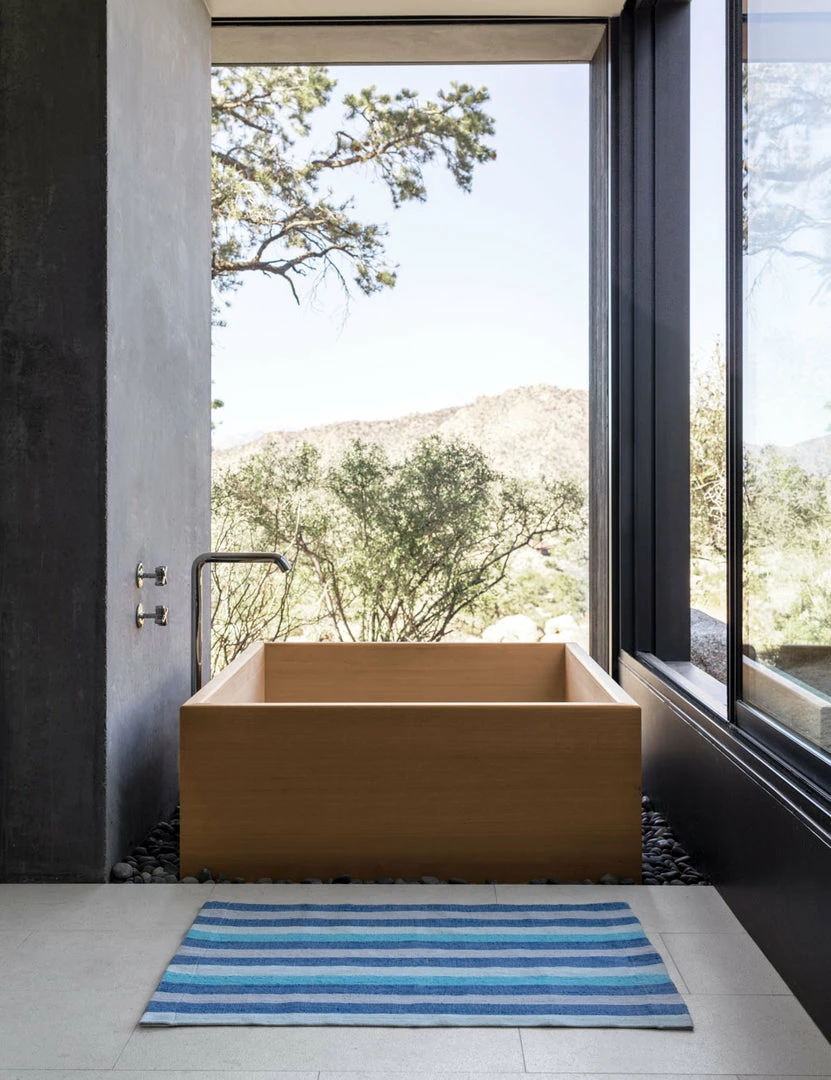 Lulu And Georgia Bolé Road Textiles Turkana Bath Mat, Azure