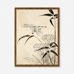 Lulu And Georgia'Dragonfly, Coxcomb And Bamboo' Print By Miyazaki Yūzen