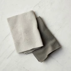 Lulu And Georgia Organic Harmony Collection Essential Waffle Dish Towels, Light Gray/Dark Gray (Set Of 2) By Hawkins New York