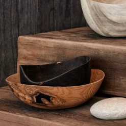 Lulu And Georgia Korean White Oak Black Wave Bowl, Medium By Namu Home Goods Organic Harmony Collection