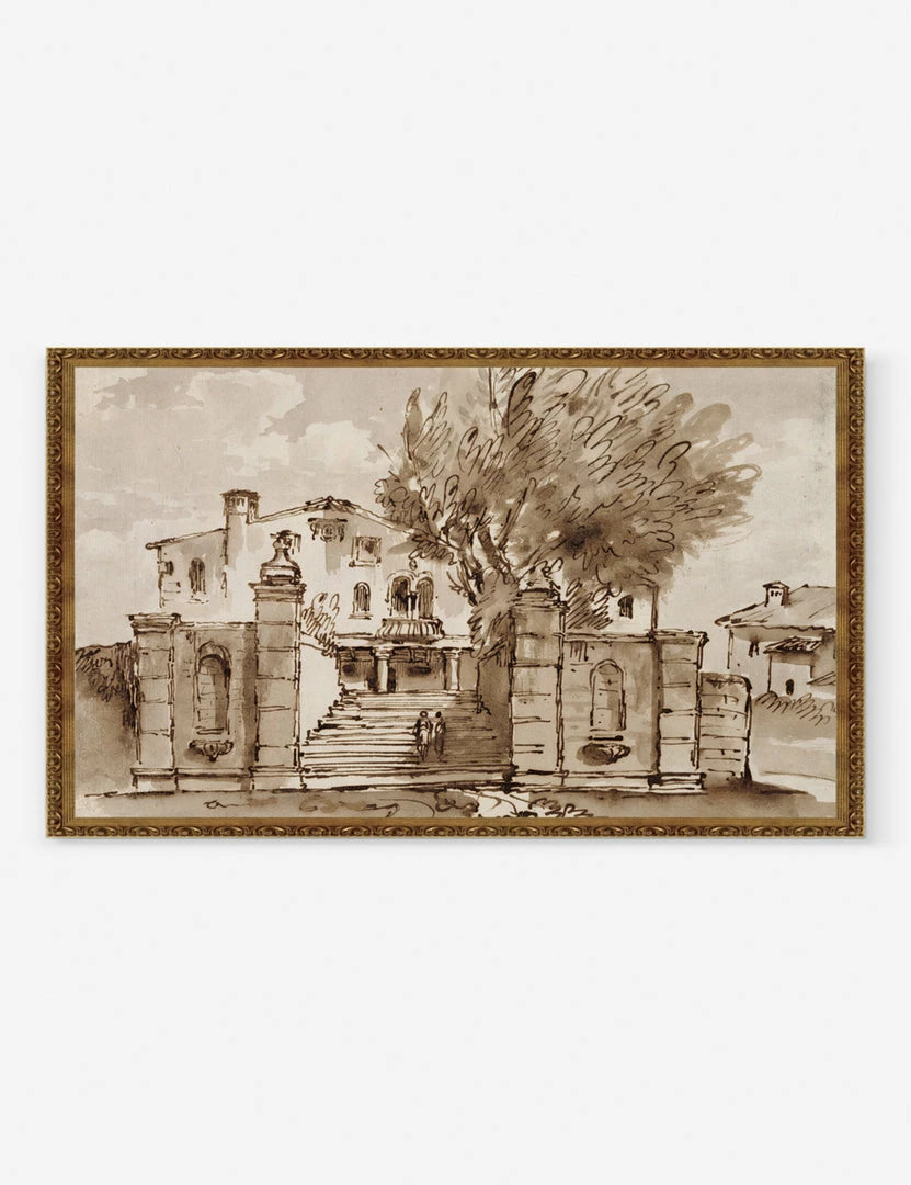 Lulu And Georgia 'View Of A Villa' Wall Art By Giambattista Tiepolo Earth Tones
