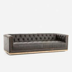 Lulu And Georgia Afia Leather Sofa, Distressed Black Furniture