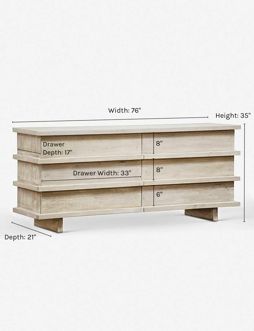 Lulu And Georgia Furniture Corliss 6-Drawer Dresser, White Wash