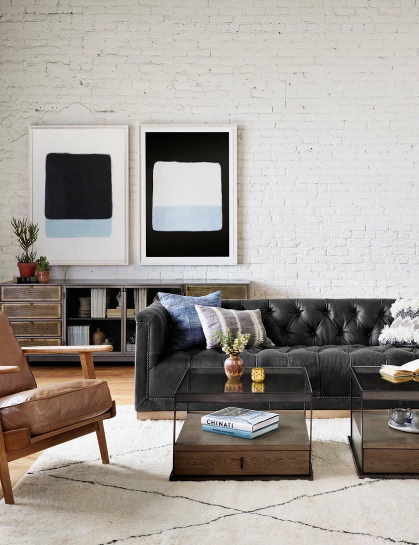 Lulu And Georgia Afia Leather Sofa, Distressed Black Furniture