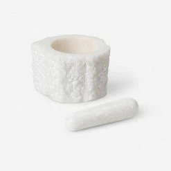 Lulu And Georgia Apuan Mortar + Pestle Curved + Rounded