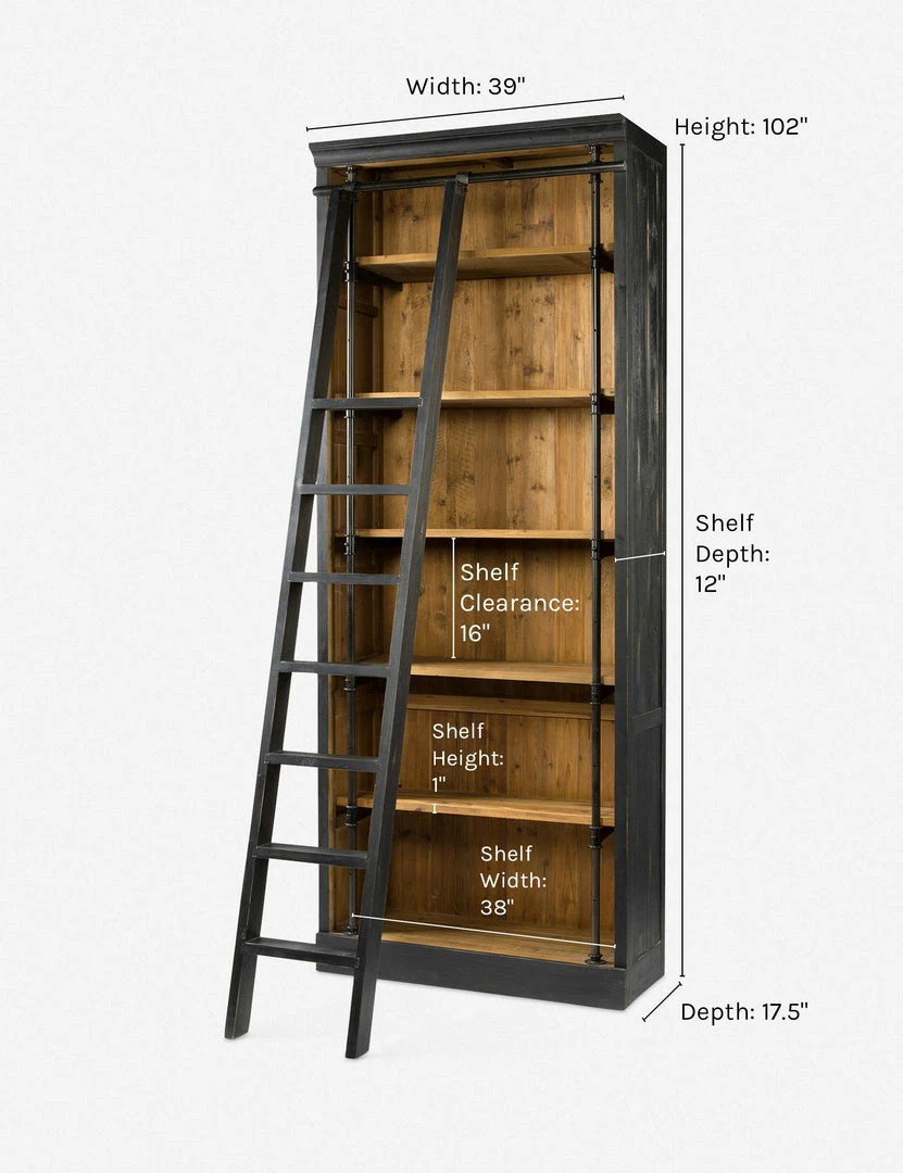 Lulu And Georgia Furniture Mallory Bookcase With Ladder