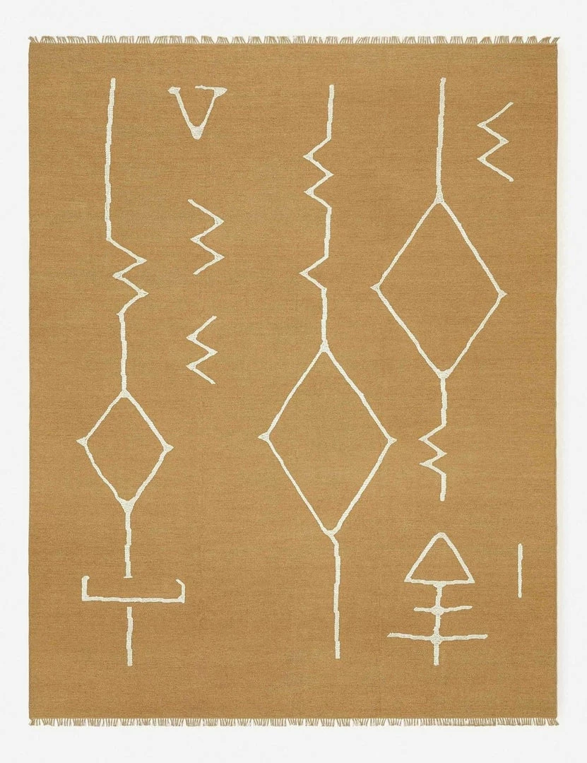 Lulu And Georgia Sarah Sherman Samuel Collection Moroccan Flatweave Rug, Ochre By Sarah Sherman Samuel