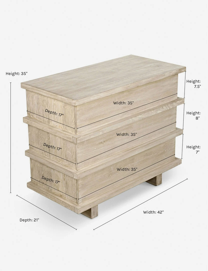 Lulu And Georgia Corliss 3-Drawer Dresser, White Wash