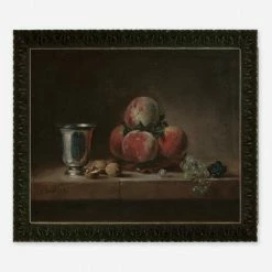 Lulu And Georgia Earth Tones 'Still Life With Peaches, A Silver Goblet, Grapes, And Walnuts' Wall Art By Jean-Simeon Chardin