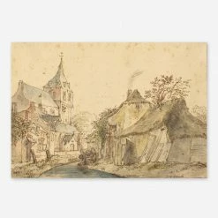 Lulu And Georgia Earth Tones'View Of Eindhoven From The Northeast' Wall Art By Isack Van Ostade